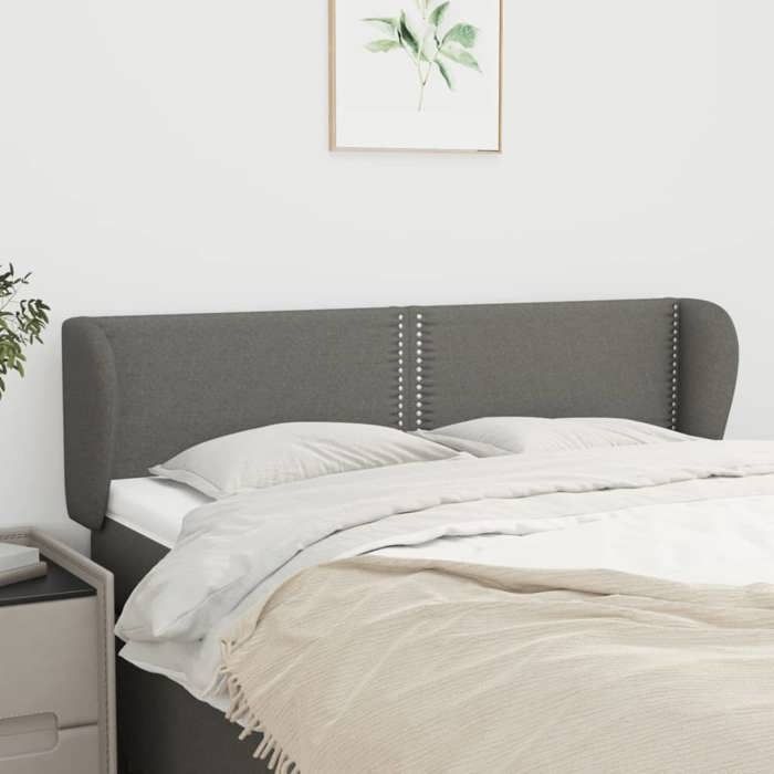 Tête de lit - Avec oreilles - Gris foncé - 147x23x78/88 cm - Hauteur réglable