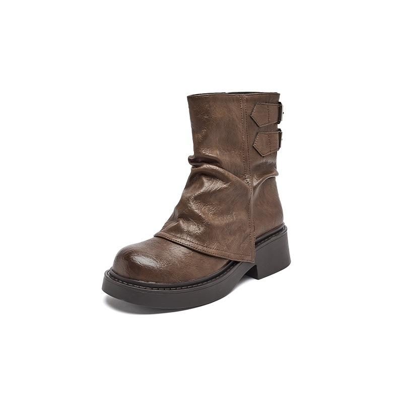 Kurzstiefel Damen Herbst und Winter 2025 neu Frühling und Herbst dicksohlige braune Hosen Einzelstiefel Ritter Mittelstiefel Damenstiefel