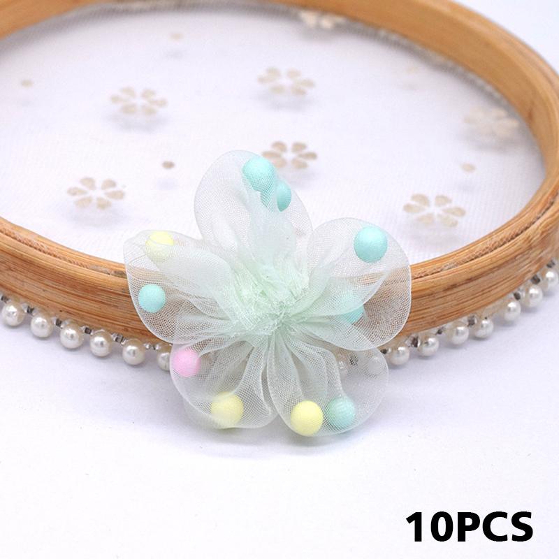 

10PCS Garment Accessories Lace Flowers DIY Clothing Making Mesh Material Cute Colorful Ball Design Exquisite 4.5x4.5cm зелений