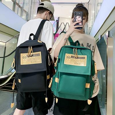 Middle School High School Backpack Students Cotton Canvas Simple Schoolbag Durable Travel Bag for Boy Girl