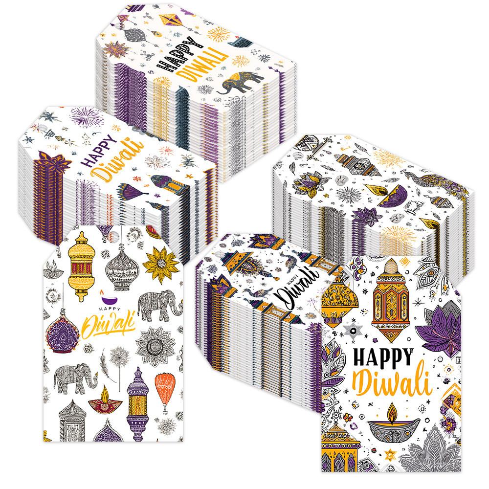 Diwali Theme Hang Tags For Party Decorations With 60pcs Paper Festive Labels