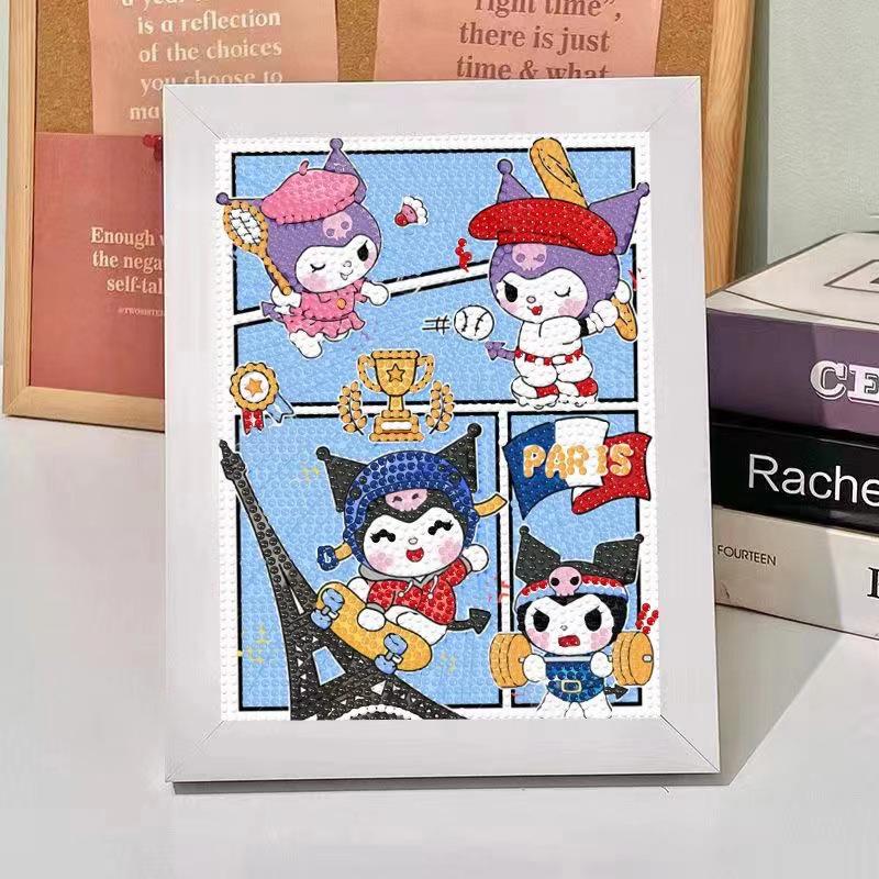 Kuromi Cartoon Diamond Painting Kit: Peace & Joy DIY Gift for Students and Kids.