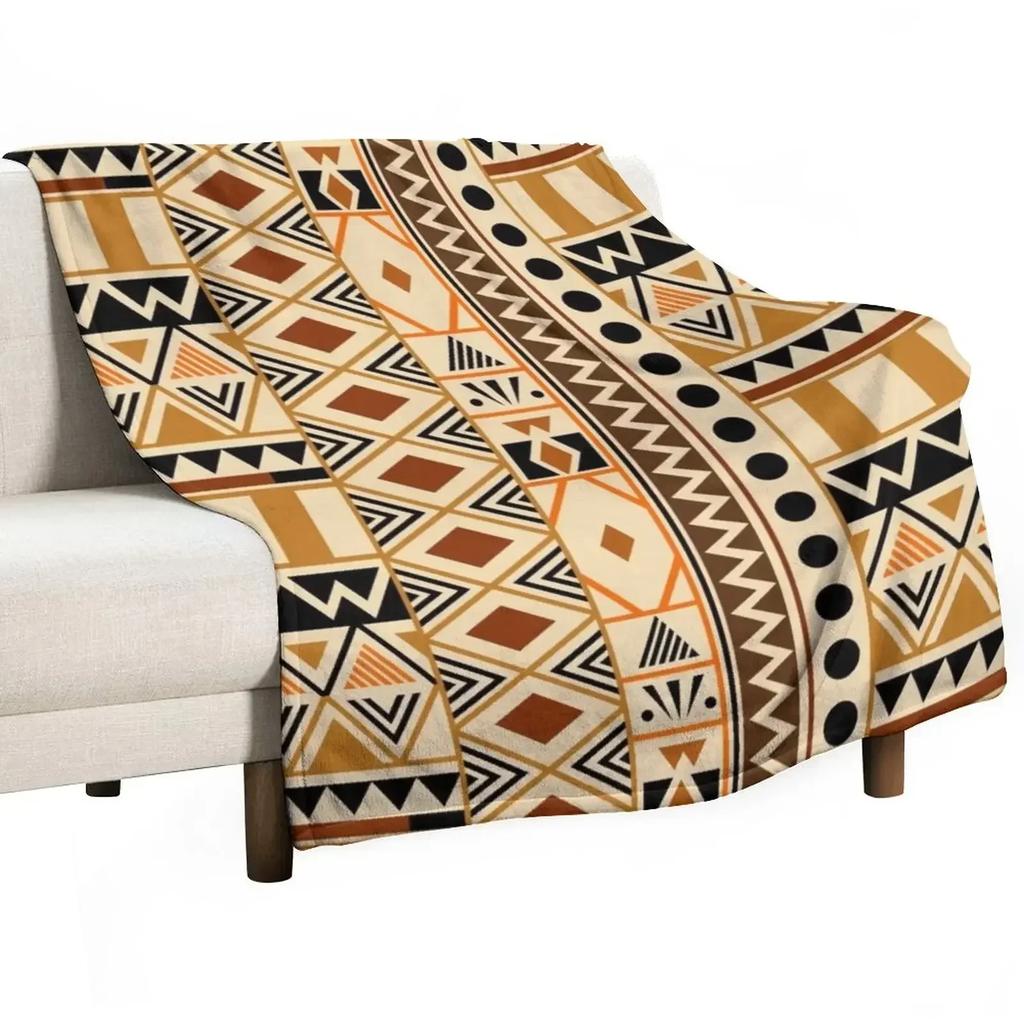 Geometric African Tribal Pattern Throw Blanket Luxury Flannel Sofa Furry Hairy Blankets