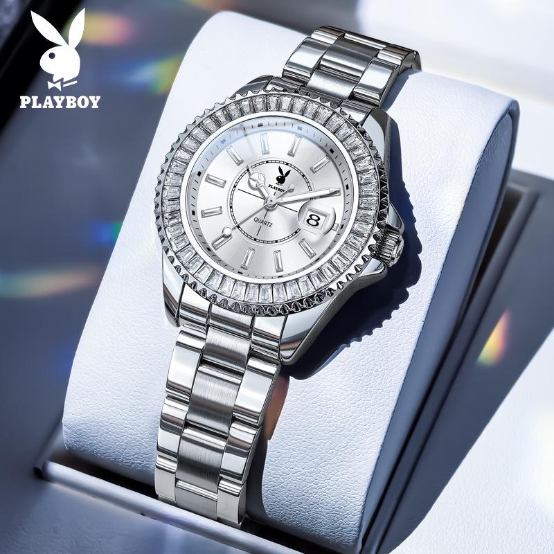 Playboy Women's Luxury Waterproof Starry Sky Quartz Watch with Diamond Accents.