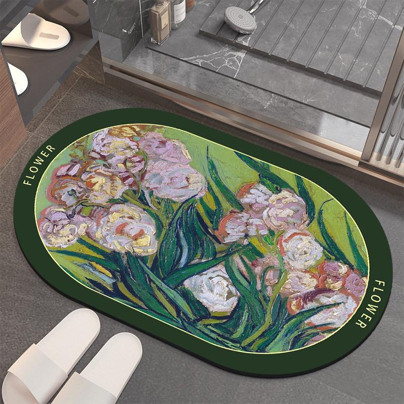 Oval Shaped Floor Mat Kitchen Carpet Bathroom Entrance Bathroom Dirt Resistant Mat Floor Mat