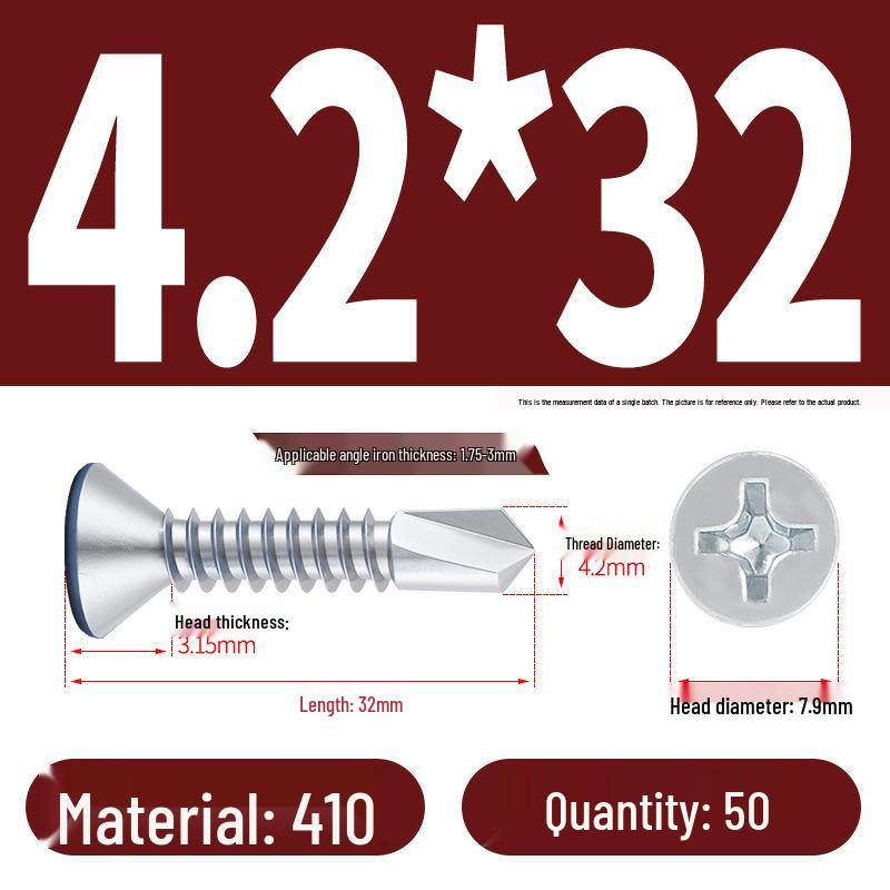 Phillips Flat Head Blue Zinc Plated Stainless Steel Self-Drilling & Self-Tapping Screws M3.9-M5.5