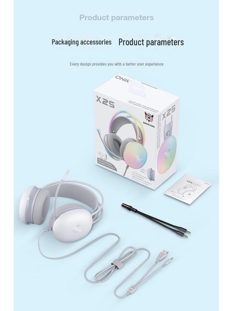 X25 Gradient Dynamic Lighting Headset: Gaming Headset with Cross-Border Design for E-Sports Enthusiasts.