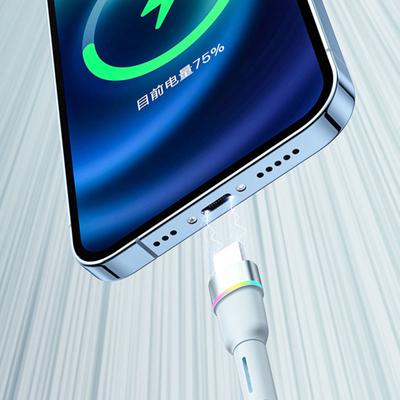 66W Fast Charging Data Cable with Smart Seven Colour Lights High-Speed Transmission Anti-Fracture Design Type-C Charging Cable for IPhone
