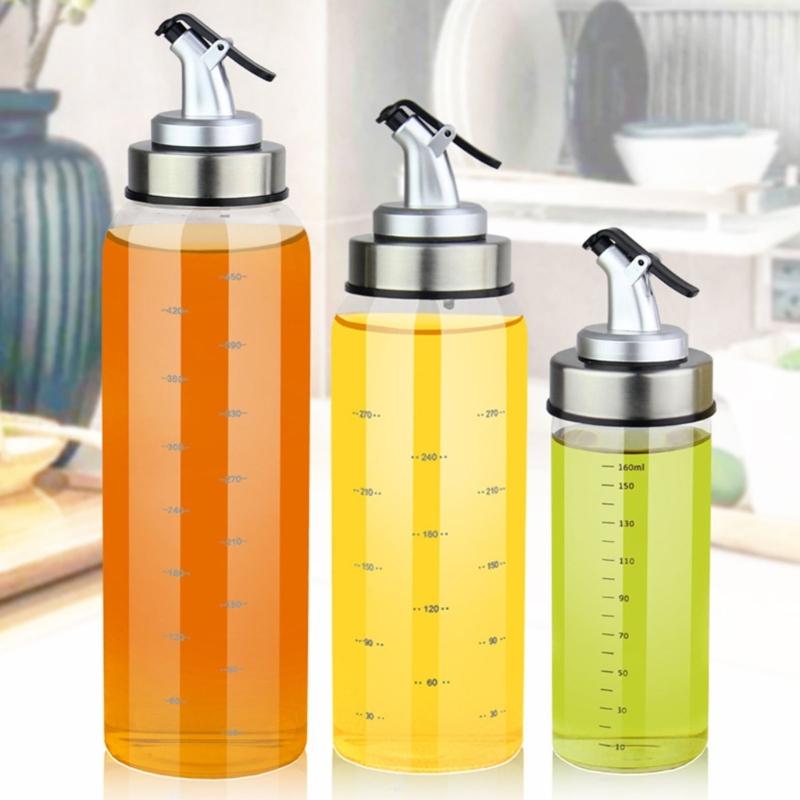 Clear Glass Spill Proof Condiment Bottle With Tight Lid Kitchen Liquid Dispenser Large Capacity Oil Vinegar Container