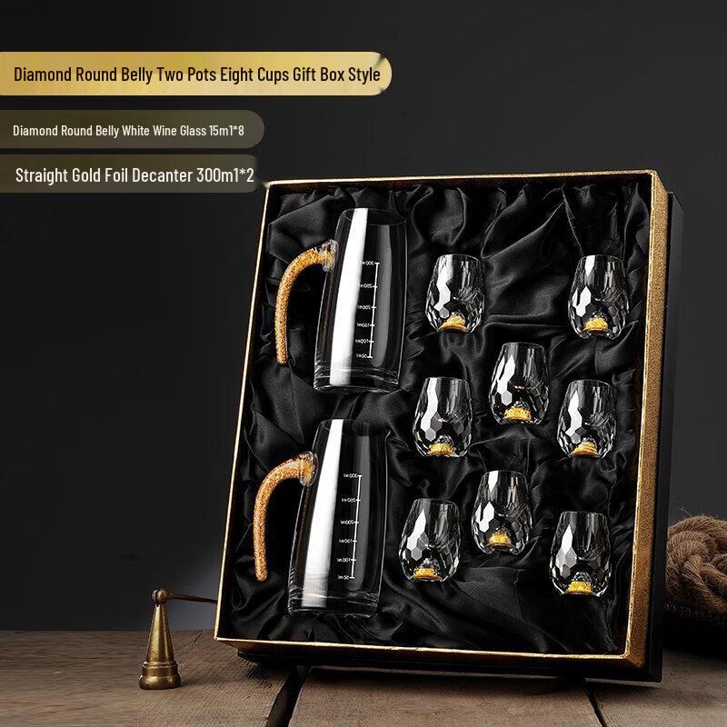 

DLXK Lead-Free Crystal Gold Foil Spirits Decanter & Glass Set