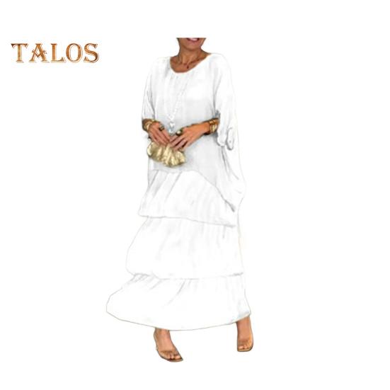 

Вечернее платье с многослойным подолом, короткими рукавами, макси-платьем, рукавами «летучая мышь», мешковатым круглым вырезом, шифоновым платьем для выпускного вечера XL белый