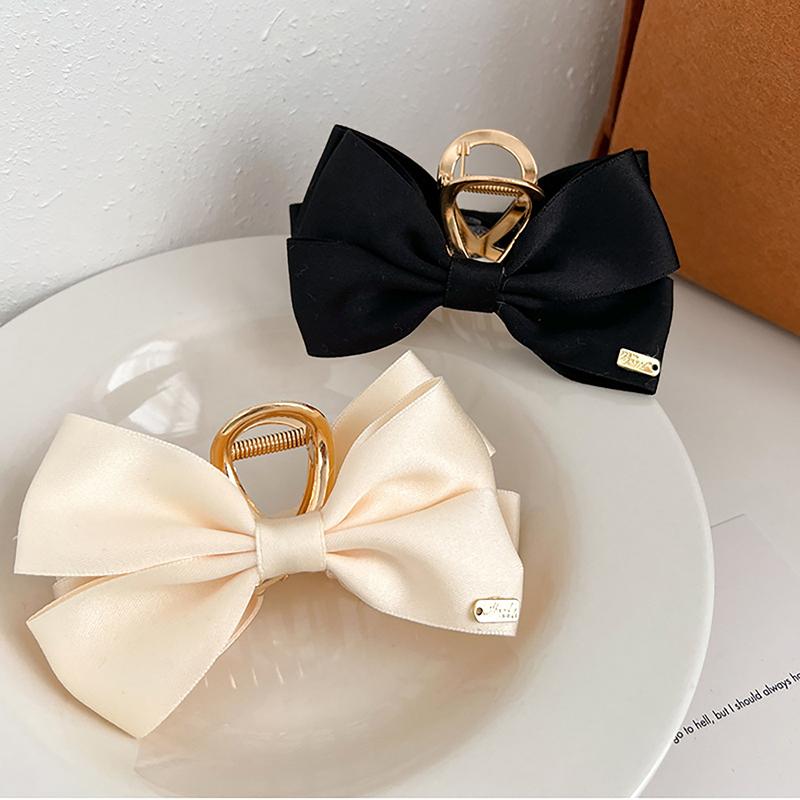 Korean Metal Bow Hair Claw Clip High Quality Simple Elegant Hair Clip Girl'S Daily Hair Accessories Gifts