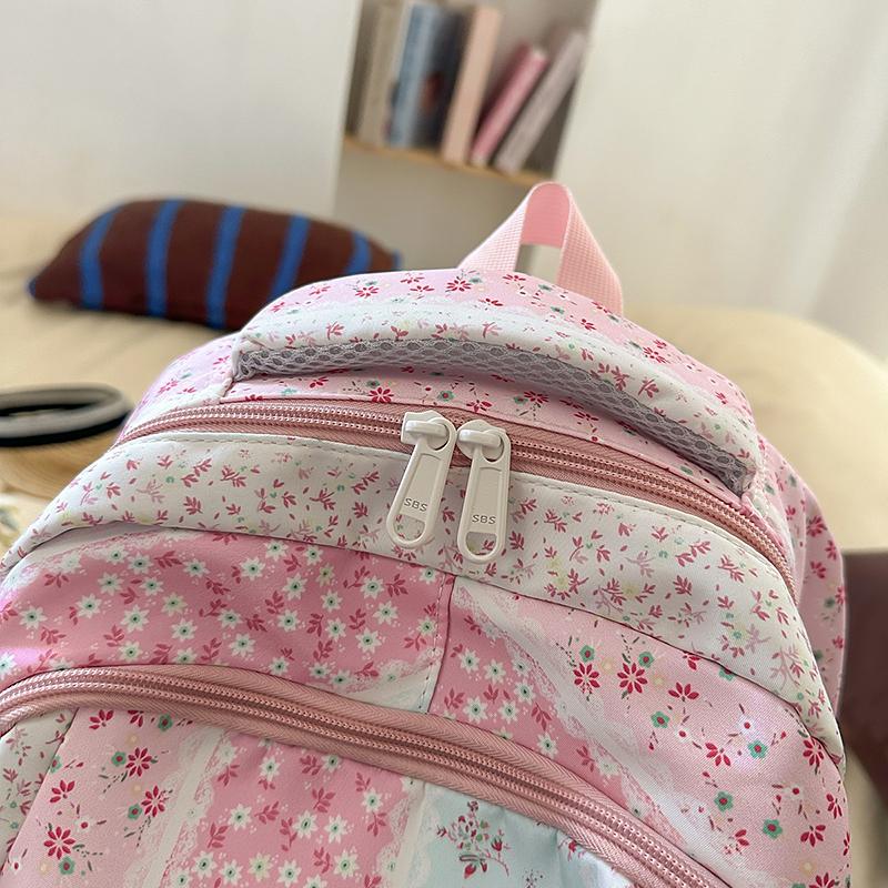 Large Capacity Student Schoolbag Girls Floral Print Backpack