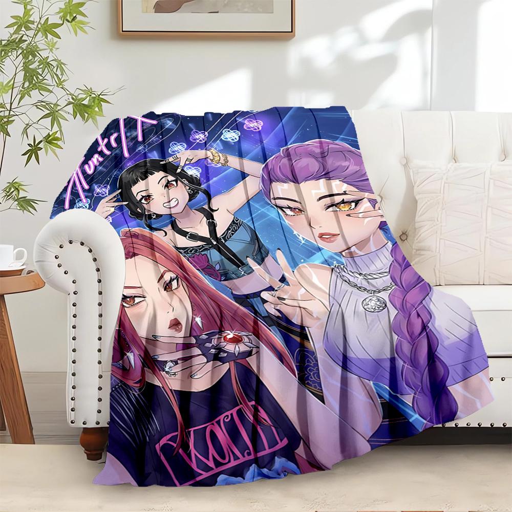 K-POP Anime Girls Group  Four Seasons Soft Warm Blanket  All-Season Thick Knit Polyester Bedspread for Bed, Camping, Travel  Perfect Gift