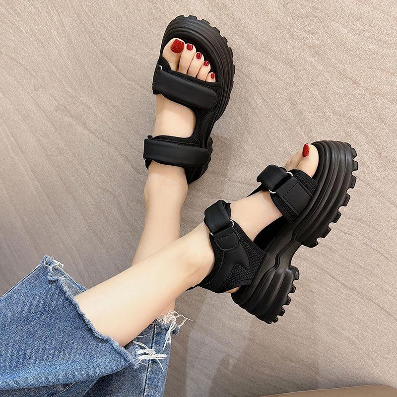 Sports sandals women's summer new muffin platform Velcro casual versatile Roman beach shoes