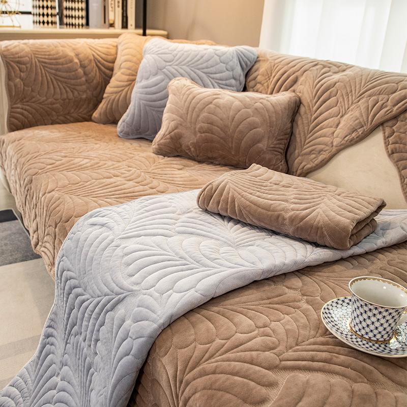 Milk Fiber Winter Plush Sofa Cushion Winter Thickening Cushion Shaped Simple Modern Full Cover Cloth
