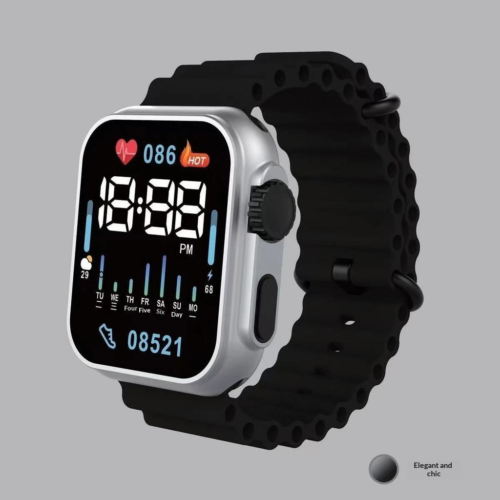 Key white LED electronic watch small square movement bright light personality wind trend electronic watch student couple LED electronic watch