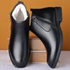 [Leather Wool] Winter New Cotton Shoes Men's Piled Thickened Warm High-top Shoes Inner Heightening Leather Shoes