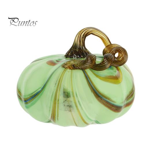 Cute Autumn Centerpiece Mini Hand Blown Glass Pumpkin Ornament, Collectible Thanksgiving Halloween Decoration Faux Crystal Hanging for Fall,