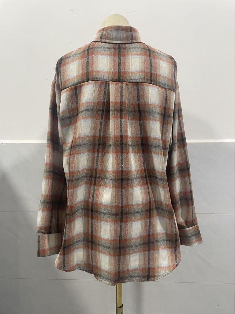 European & American Women's Casual Plaid Pocket Shirt – Autumn Winter 2025 Collection
