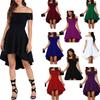 Elegant Women Short Sleeve Off Shoulder High Low Skater Cocktail Formal Dress