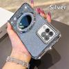 KEYSION Luxury Glitter Jewelled Magnetic Phone Case for Samsung Galaxy A22 A22S 5G A12 M12 Makeup Mirror Stand Shockproof Cover
