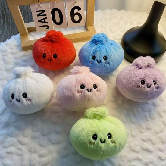Plüsch-Dampffrötchen-Spielzeug, Stofftier mit Cartoon-Ausdruck, Knödelpuppe, Taschenanhänger, Rucksackanhänger, Hängedekoration, Geburtstagsgeschenk
