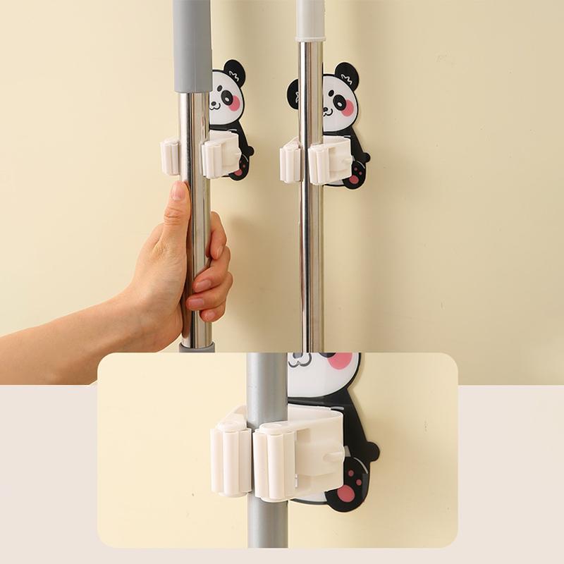 Self Adhesive Wall Mop Holder Brush Broom Organizer Rack Multi-Purpose Door Key Umbrella Hanger Hook Bathroom Toothbrush Storage