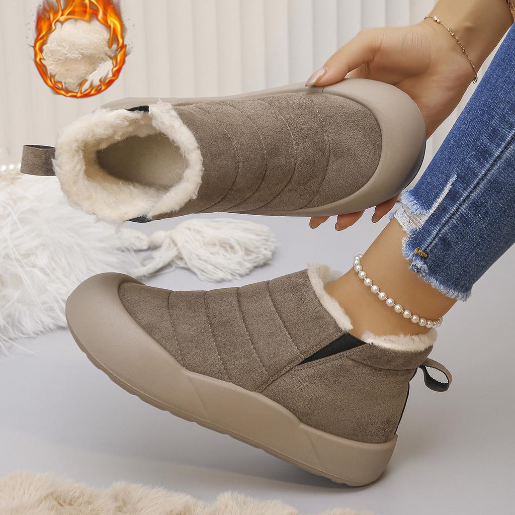 Fashion 2025 New Women Ankle Boots Retro Thickened Fluff Shoes Female Outdoor Thick Slip-on Snow Boots Women Casual Warm Non-Slip Boots