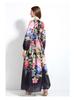 2025 Spring/Summer Floral V-Neck Lantern Sleeve Dress with Ruched Waist & Ruffle Hem