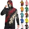 Men's Casual Geometric Print Hooded Long Sleeve Sun Protection Shirt Lightweight Breathable Fabric UV Protection Activewear Top