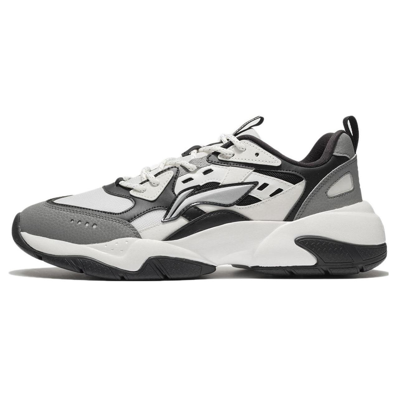 

Li-Ning Удобные амортизирующие нескользящие прочные низкие повседневные туфли мужские кроссовки серые черные AGCR477-2 45