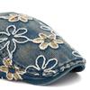 Spring Summer Newsboy Hat Women Sequins Embroidered Flower Beret Denim Retro Progressive Hat