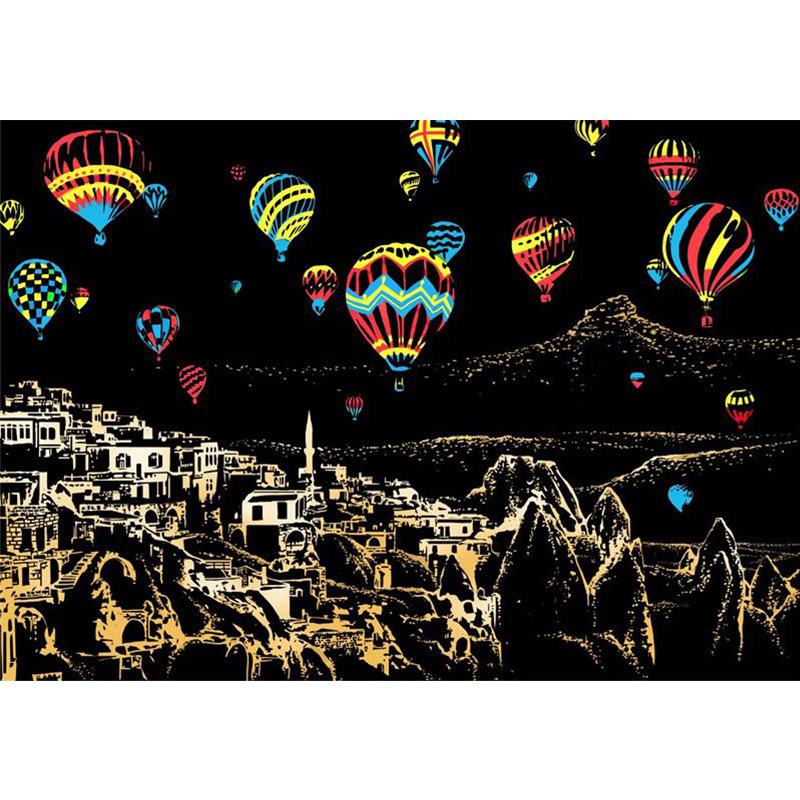 Pittura a Graffio Vista Notturna della Città di Yuelu - Serie Mondo Colorato, Regalo di Compleanno Creativo