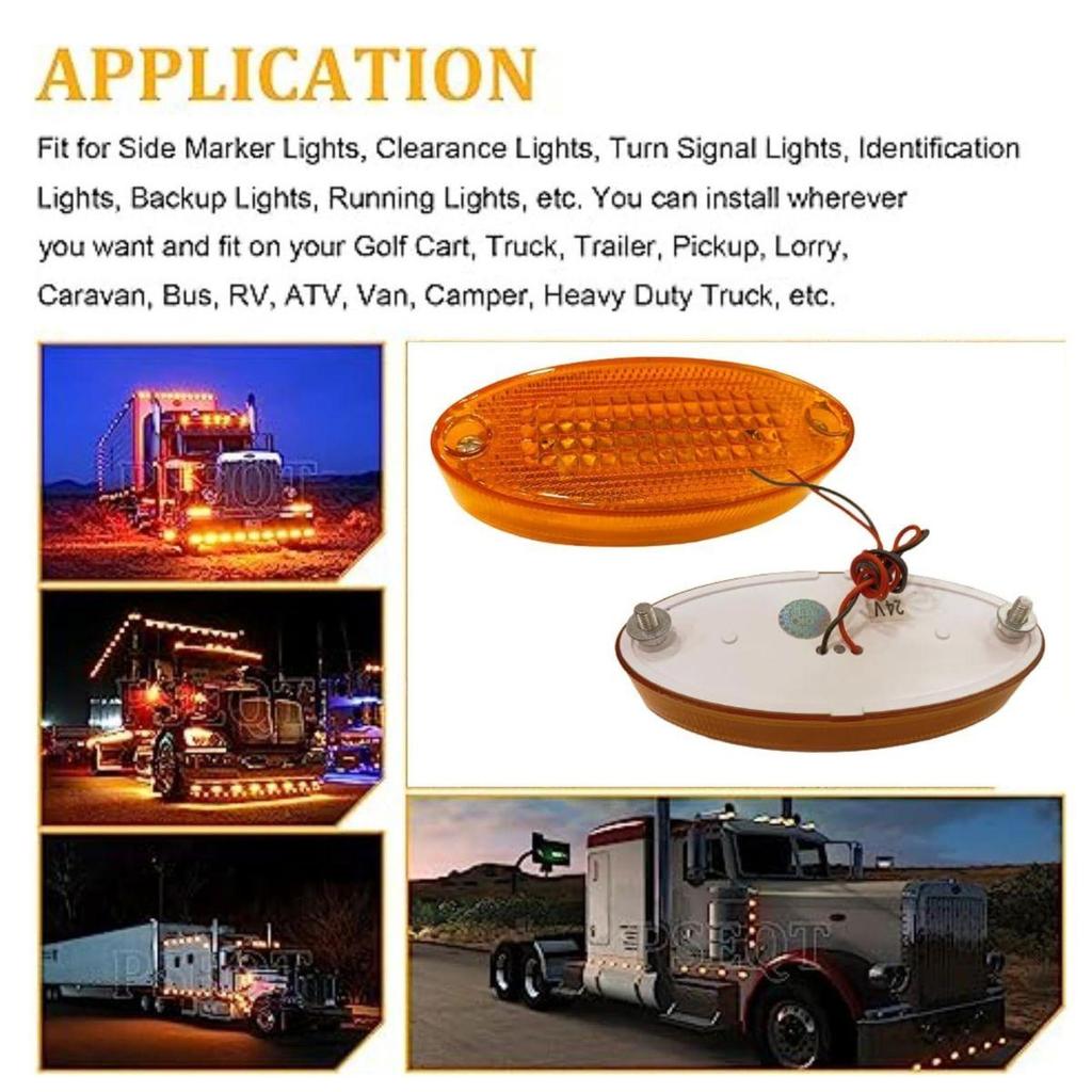 6PCS LED Trailer Marker Lights 24V Waterproof Amber Chicken Lights Universal Side Marker Clearance Lamps for Semi Truck Cargo