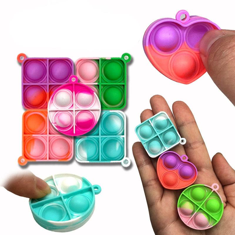 30Pcs Mini Pop Fidget Stress Relief Toys Bubble Squeeze Keychain Toys for Kids Adults Decompression Reduce Pressure Gifts