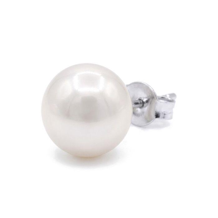 Boucles d'oreilles - PEARLS &amp; COLORS - Perles d'eau douce boutons - Argent 925 - Perle blanche 10-11 mm - Qualité AAA+
