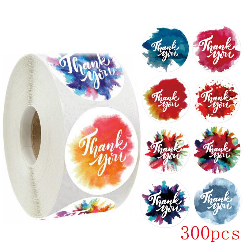 50-500pcs 8 Styles Thank You Sticker for Seal Labels Round Floral Multi Color Labels Sticker Handmade Offer Stationery Sticker