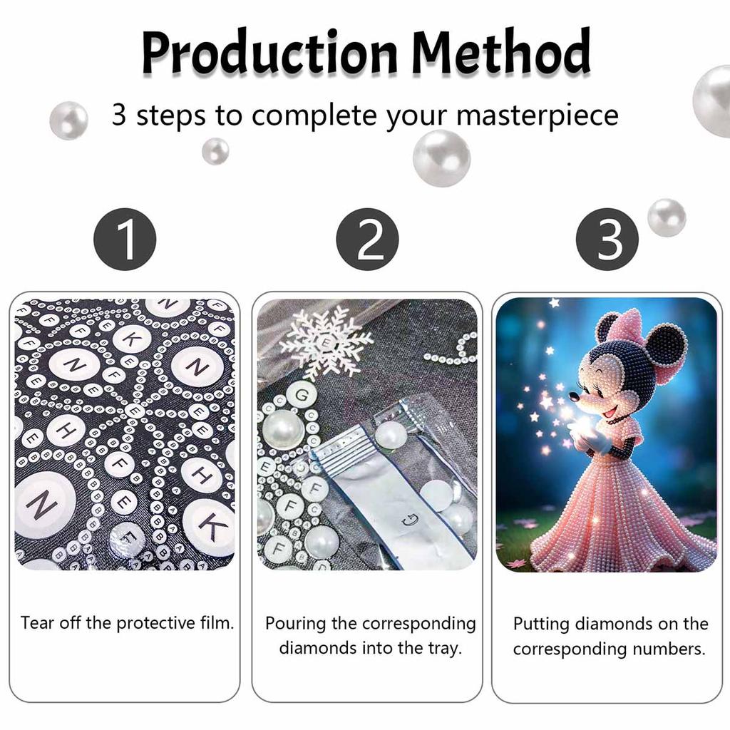 Disney Minnie Mouse Pearl Painting Handmade Pearl Kit Home Decoration Painting