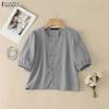 Blusa feminina casual gola redonda cor sólida verão manga curta