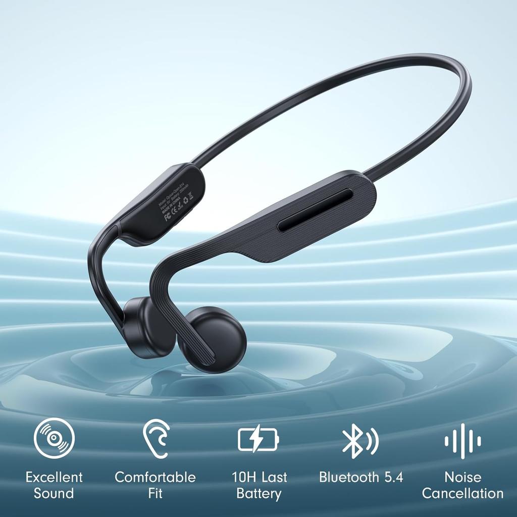 Bone Conduction Headphones, Open Ear Headphones, Superior Sound Wireless Bluetooth Running Headphones 10H Playtime, Comfortable Fit Waterproof for