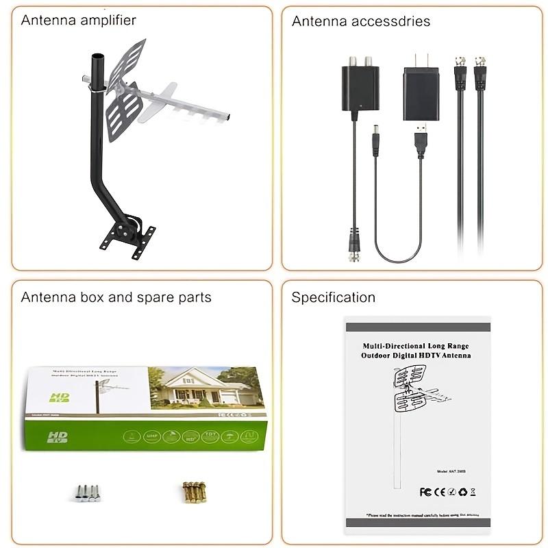 

Наружная антенна высокой четкости с дальностью приема 150 миль, поддерживающая 2K, 4K, 1080P, UHF/VHF/FM сильные цифровые сигналы