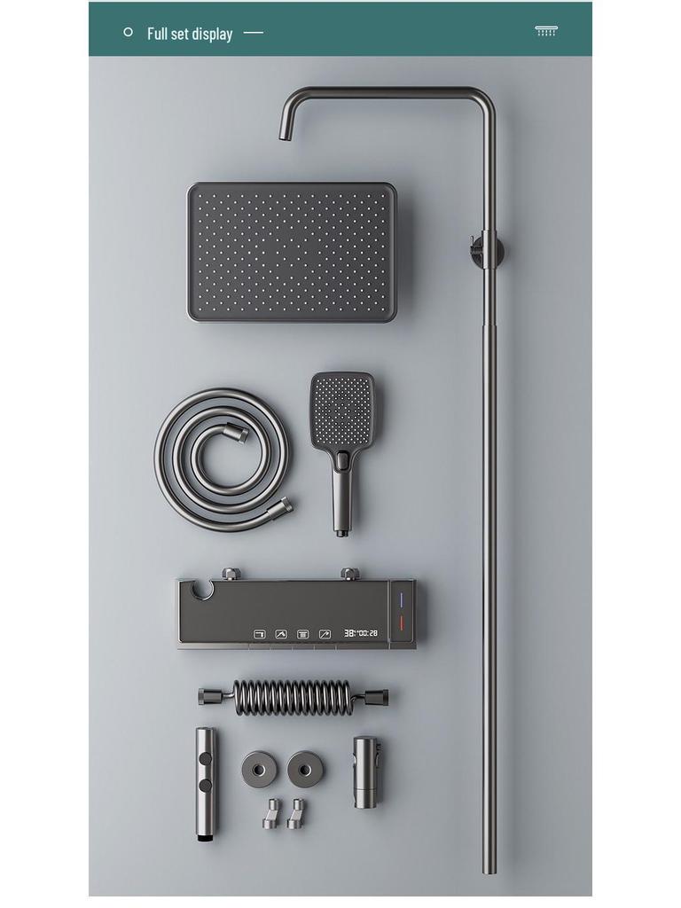 Modern Smart Constant Temperature Shower Faucet Set - Complete Pressurized Shower System for Household Use.
