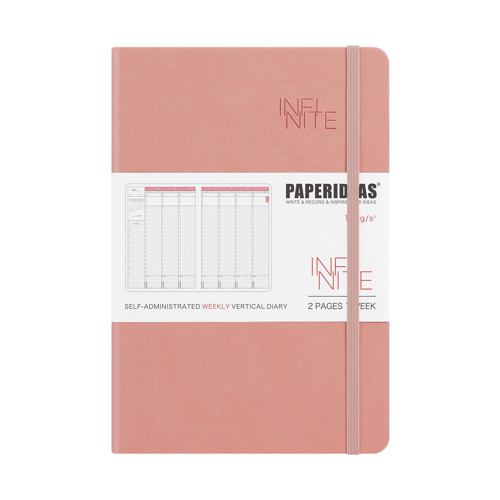 

PAPERIDEAS Infinite A5 Size Hardcover DIY Weekly Vertical Planner (Pink)
