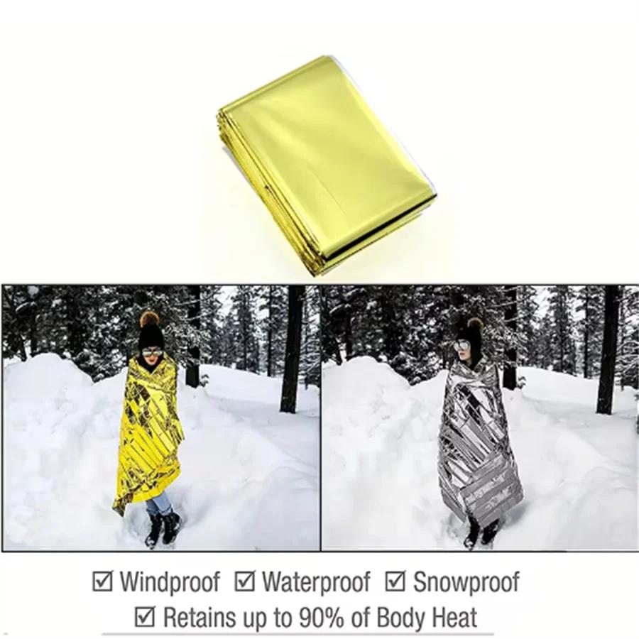 Outdoor Multifunctional Insulation Blanket 210*130cm Double Sided (Silver Gold) Survival Life-saving Blanket