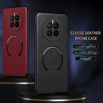 Per Huawei Mate 50 50E 50 Pro Pelle PU a Grana Fine Motivo Mucca Esterno Anello Magnetico Bordo Morbido Anti-Caduta Custodia per Telefono