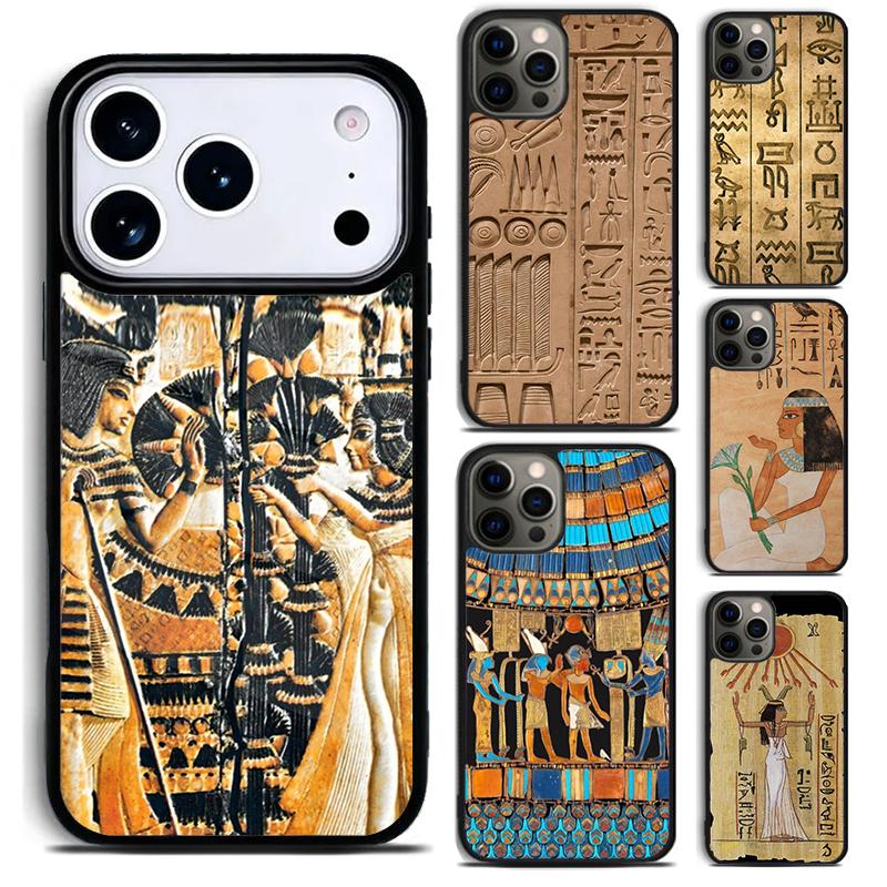Egypt Mural Phone Case For iPhone 17 16 15 14 13 12 11 Pro Max Plus 17Air Soft Silicone Cover