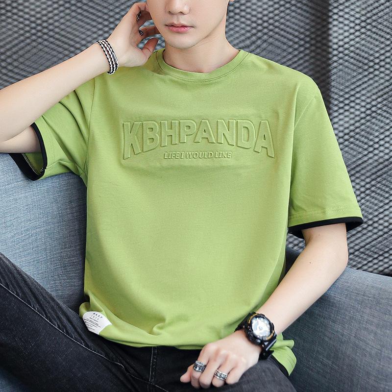 Short Sleeve T-Shirt Men's Summer New Trendy Brand Cotton Loose Half Sleeve Crew Neck T-Shirt Clothes Men's Clothing