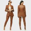 RC3090 Women's V-Neck Leather Split-Leg Pants Suit - European & American Style