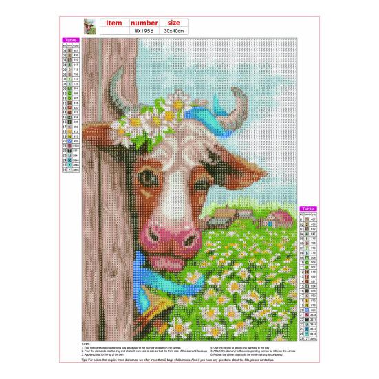 Colorful Rhinestones Diamond Art Cartoon Rabbit Cow Animal Pattern DIY Craft Adult Kids Rhinestones